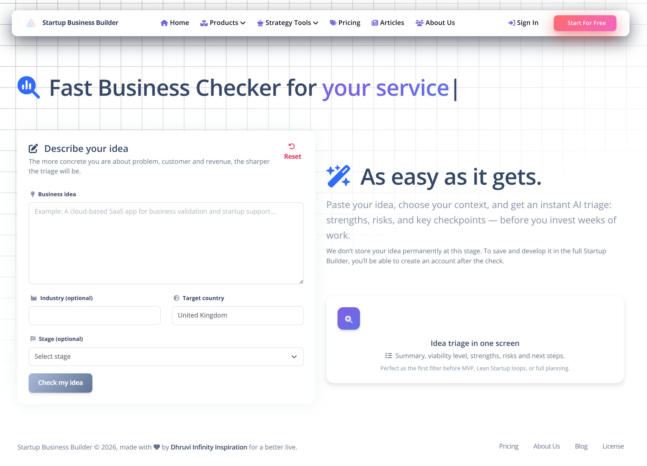 Startup Business Builder Fast Checker preview